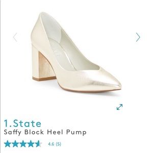 Saffy Gold Block Heel Pumps